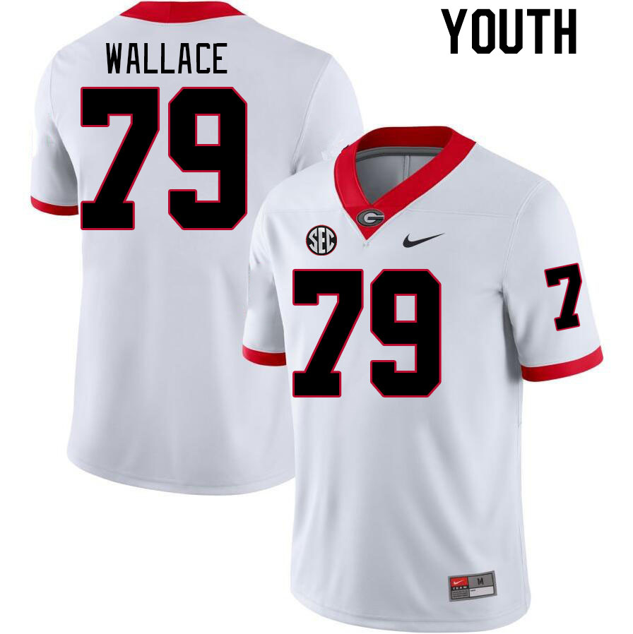 Georgia Bulldogs Youth Weston Wallace #79 White Stitched College UGA Football Jersey 23HJ014GC